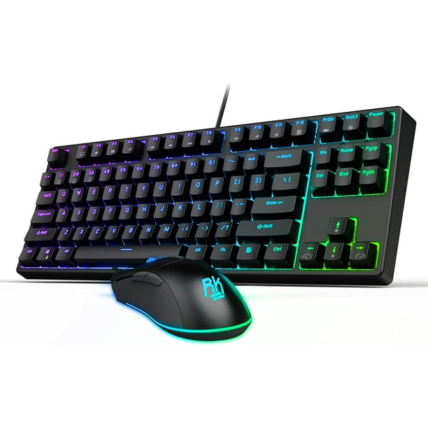 Gaming Keyboard and Mouse Combo, Wired TKL Mechanical Keyboard and RGB ...
