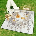 thumbnail image 6 of Black And White Ink Flower Waterproof Picnic Blanket with Foldable Zipper, Suitable for Outdoor Use, Suitable for Travel, Camping, Beaches, Parks, Grasslands, Picnic Blanket Accessories, 6 of 7