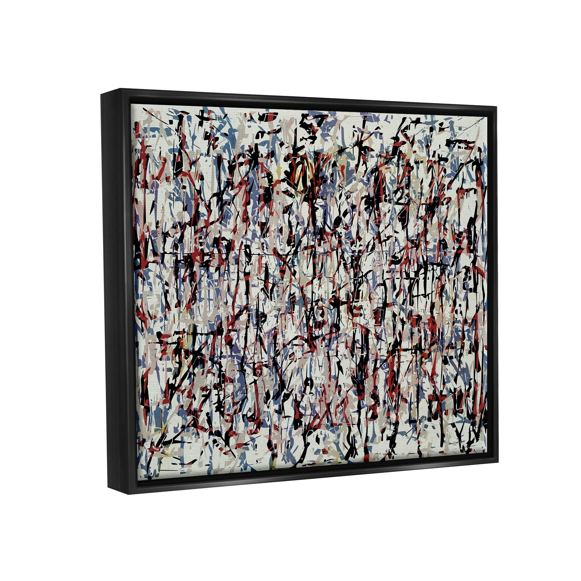 Stupell Industries Urban Style Abstract Splatter Abstract Painting Black Floater Framed Art Print Wall Art, 31 x 25