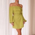 thumbnail image 1 of Vestido Vestido ajustado para mujer Estilo sexy Traje holgado con cuello oblicuo (amarillo mostaza) Kuymtek Mostaza amarilla T XL para Mujer, 1 of 8