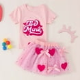 thumbnail image 1 of CAIXIA Infant Baby Girl Valentines Outfit TheFound Valentine's Day Baby Girl Outfit Toddler Newborn Summer Clothes Letter Print Short Sleeve Tops Star Tulle Tutu Skirt Set, 1 of 6