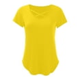 thumbnail image 6 of Oversized T Shirts for Women Under 20$, Yellow T-Shirts Womens Pack Baberdicy Womens Summer Tops V Neck Short Sleeve Basic Plain Tee T Shirt, 6 of 6