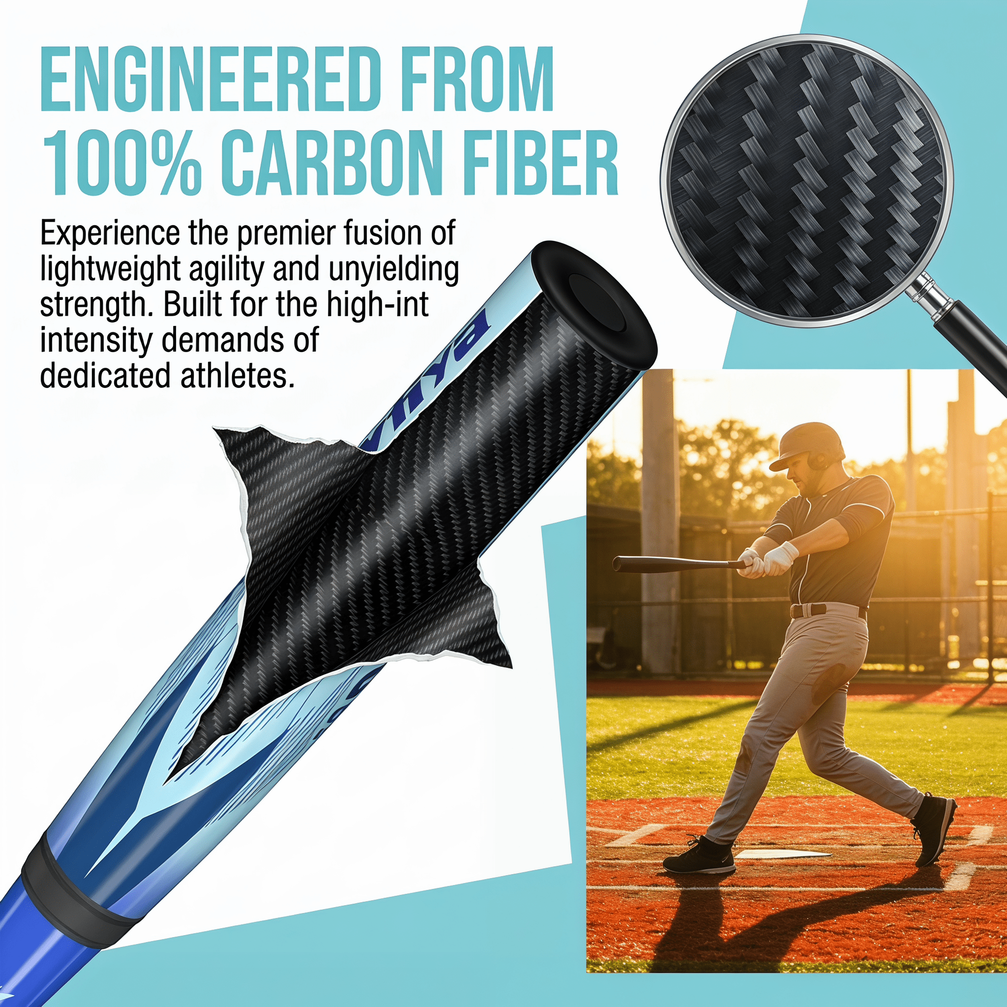 Mevfiya 32 Inch Carbon Composite Youth Baseball Bat, -10 Drop Weight, 2 3/4" Barrel Anti-Vibration Baseball Bat with Baseball and Storage Bag for Teenagers