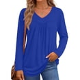 thumbnail image 3 of Fantaslook Womens Tops Dressy Casual Pleated Blouses V Neck Long Sleeve Shirts Fall Tunic Tops, 3 of 8