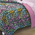 thumbnail image 5 of My Room Neon Leopard Queen 7 Piece Bed in a Bag Bedding Set, Polyester, Pink, Sky Blue, Multi, Female, Child, 5 of 6