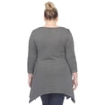 thumbnail image 2 of White Mark Women's Plus Size Quarter Sleeve Solid Sharkbite Tunic Top, 2 of 5