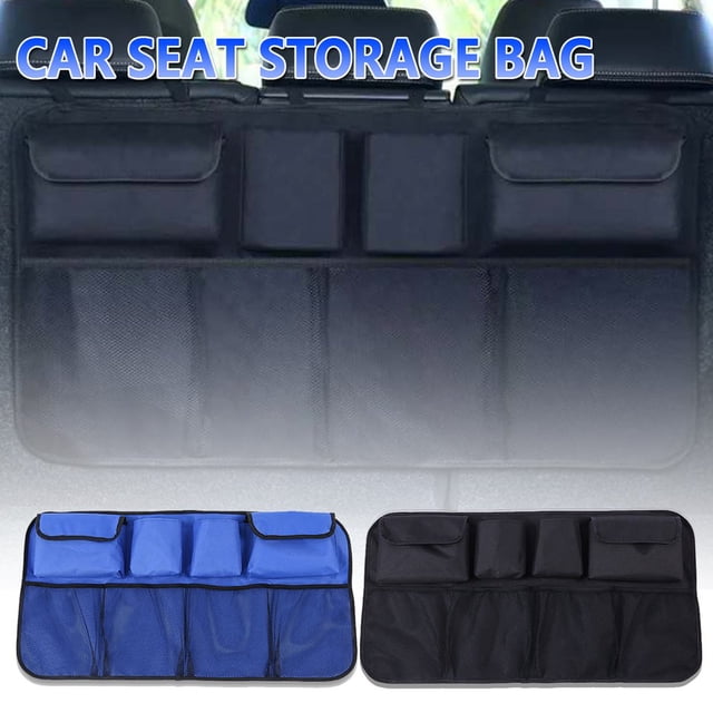 Car Boot Organiser Waterproof Kick Mats Car Organiser Seat Back Protectors Multi-Pocket Children‘s Travel Storage Durable Foldable Cargo Net Storage