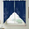thumbnail image 2 of Navy Blue Flowers Swag Valances for Windows, Kitchen Window Curtains Over Sink, Rustic Abstract Floral Simple Art Window Treatment Curtains for Living Room/Bedroom Curtains 2 Panel Sets 36"x45", 2 of 8