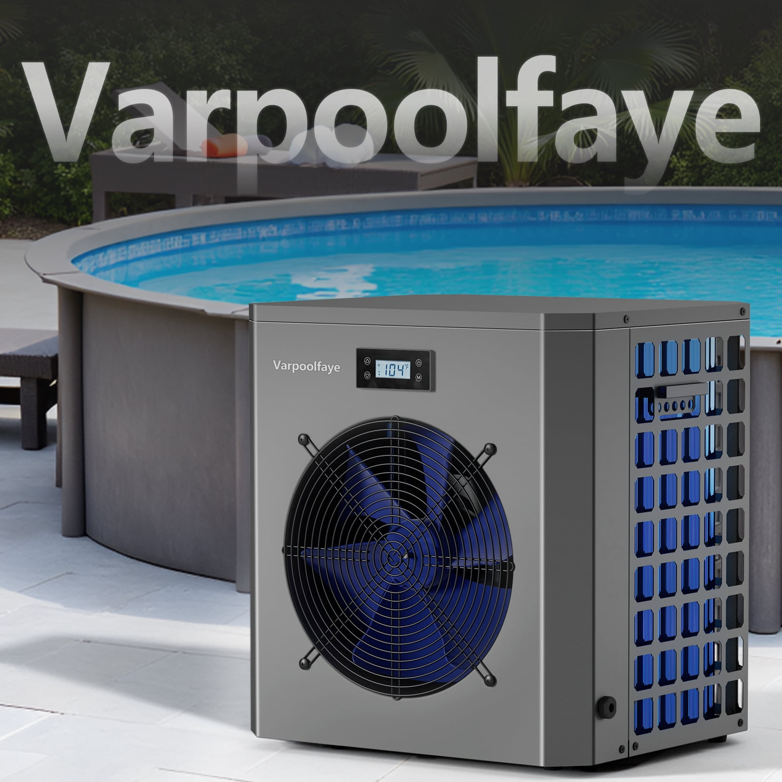 16000 BTU Electric Pool Heater for Above Ground Pool Swimming Pool Heat Pump 5000 Gallon Pool Heater 120V Heating Cooling WiFi Control 60Hz Spa