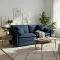 thumbnail image 3 of Homy Casa Chenille Loveseat Sofa, Deep Seat Living Room Couch with Double Cushions & Pillows, 3 of 9