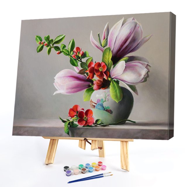 Cuadros Decorativos Kit de pintura por números DIY Magnolia Oil Art Picture Craft Home Wall Decor (B2860) Ehuebsd embutido en tela