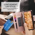 thumbnail image 6 of Allytechgroup Wallet Case for Google Pixel 9 Pro XL, 9 Cards Holder + Zipper Pocket + Hand Wrist Shockproof Stand Flip Cover RFID Blocking Phone Case for Pixel 9 Pro XL, Pink, 6 of 8