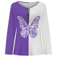 thumbnail image 2 of TAIAOJING Long Sleeve Shirts for Women Spring And Summer Butterfly Print Ladies Top Zipper Long Sleeve T Shirt, 2 of 4