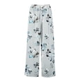 thumbnail image 4 of Dress Pants Women Petite High Waisted Wide Leg Summer Beach Vacation Women's Pants Boho Lounge Casual Palazzo Trousers Light Blue 2XL, 4 of 7