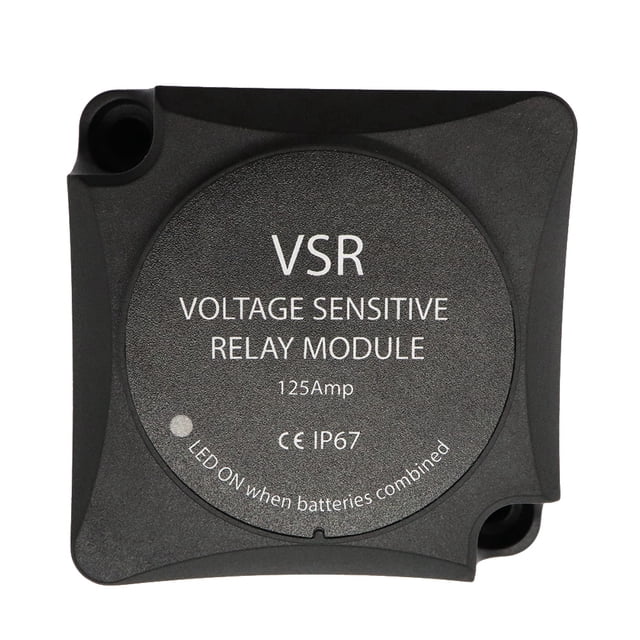 12V Automatic Voltage Sensitive Relay (VSR) - 125A Continuous Current Dual Battery Isolator with Emergency Override, LED Indicator, Remote Port & Fiberglass Reinforced Nylon Housing - Compatible with