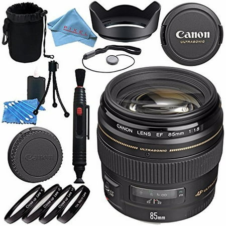 Canon EF 85mm f/1.8 USM Lens 2519A003 + 58mm Macro Close Up Kit + Lens Cleaning Kit + Lens Pouch + Lens Pen Cleaner + 58mm Tulip Lens Hood + Fibercloth
