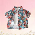 thumbnail image 5 of DAETIROS Boys 2-in-1 Quick Dry Breathable Floral Hawaiian Print Short Sleeve Button Down Summer Vacation Shirts Red,Size 5-6T, 5 of 5