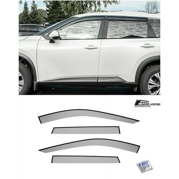 Replacement For 2021-Present Nissan Rogue Models | EOS Visors JDM Tape-On Style Side Vents Window Visor Rain Guard Deflectors DWV-V264