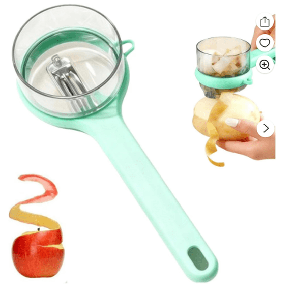 Stainless Steel Multifunctional Peeler with Storage Box - Ergonomic Grip Fruit & Vegetable Cup Peeler with Built-in Catch Container for Easy Kitchen Prep(1pcs green)