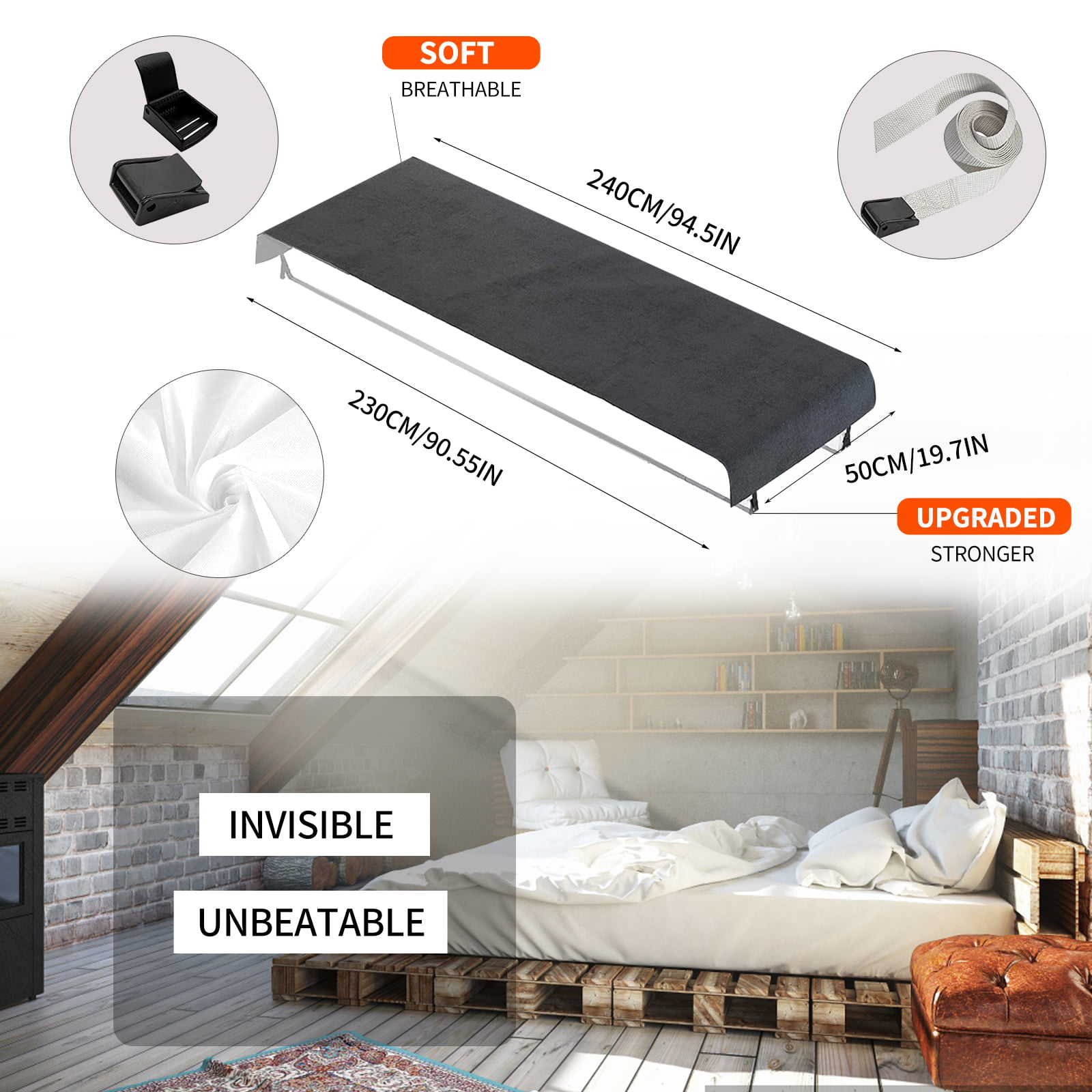HITOMEN Bed Bridge, Twin to King Bed Converter Kit, Bed Gap Filler with Strap, Mattress Connector