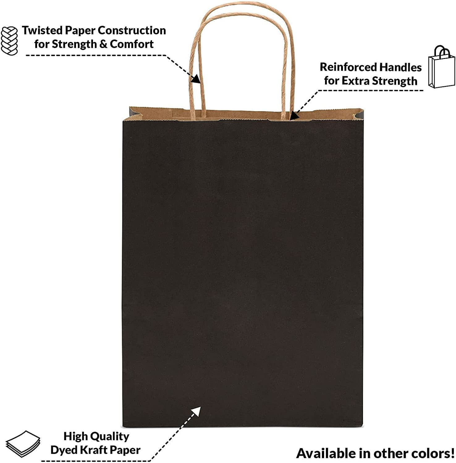 1 Unit Black Plastic Bags Bulk 3 Mil Shopping Bags 8x4x10 inch Unit Pack 200