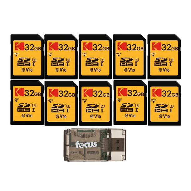 Tarjeta SDHC UHS-I KODAK de 32 GB, clase 10, paquete de 10 con lector USB