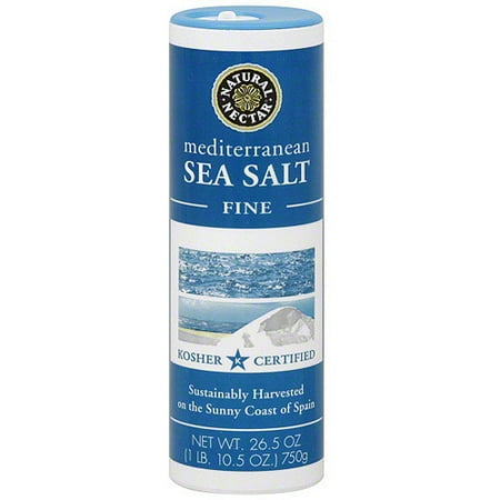 Natural Nectar Mediterranean Fine Sea Salt, 26.5 oz (Pack of 12)