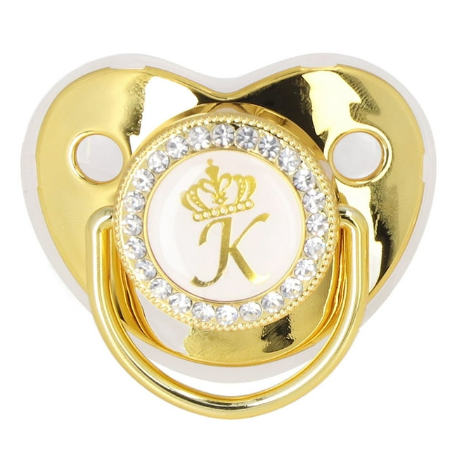 Chupete Ligero Con Forma de y Diamantes de imitacia con letras doradas, Pezón infantil con incrustaciones y clip de cadena, chupete de aleació de silicona pp bebe