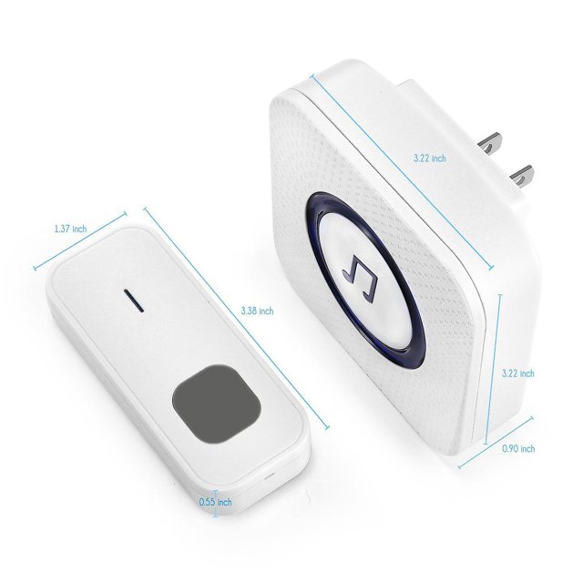 Timbre inalámbrico con 2 receptores, timbre doméstico impermeable Ip55, timbre inalámbrico para exteriores con 55 tonos de llamada, 5 niveles de indicador LED, blanco
