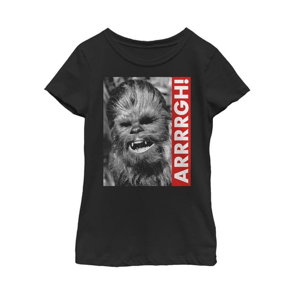 Girl's Star Wars Chewie Arrrrgh Poster  Graphic Tee Black Large