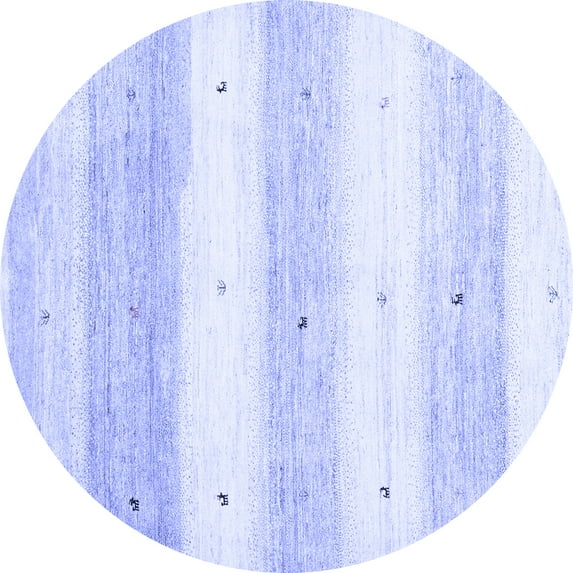 Ahgly Company Machine Washable Indoor Round Solid Blue Modern Area Rugs, 6' Round
