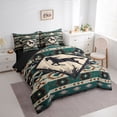 thumbnail image 3 of Homewish Hippie Racing Horse Bedding Comforter Set 7 Pieces, Western Hippie Aztec Full Bedding Set, Countryside Animal Reversible Fitted Sheet Flat Sheet, Super Cozy Room Decor, 3 of 7