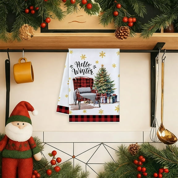 Wooowa Christmas Towels Set, Kitchen/Bathroom Hand Towels, Face Towels & Bath Towels for Holiday