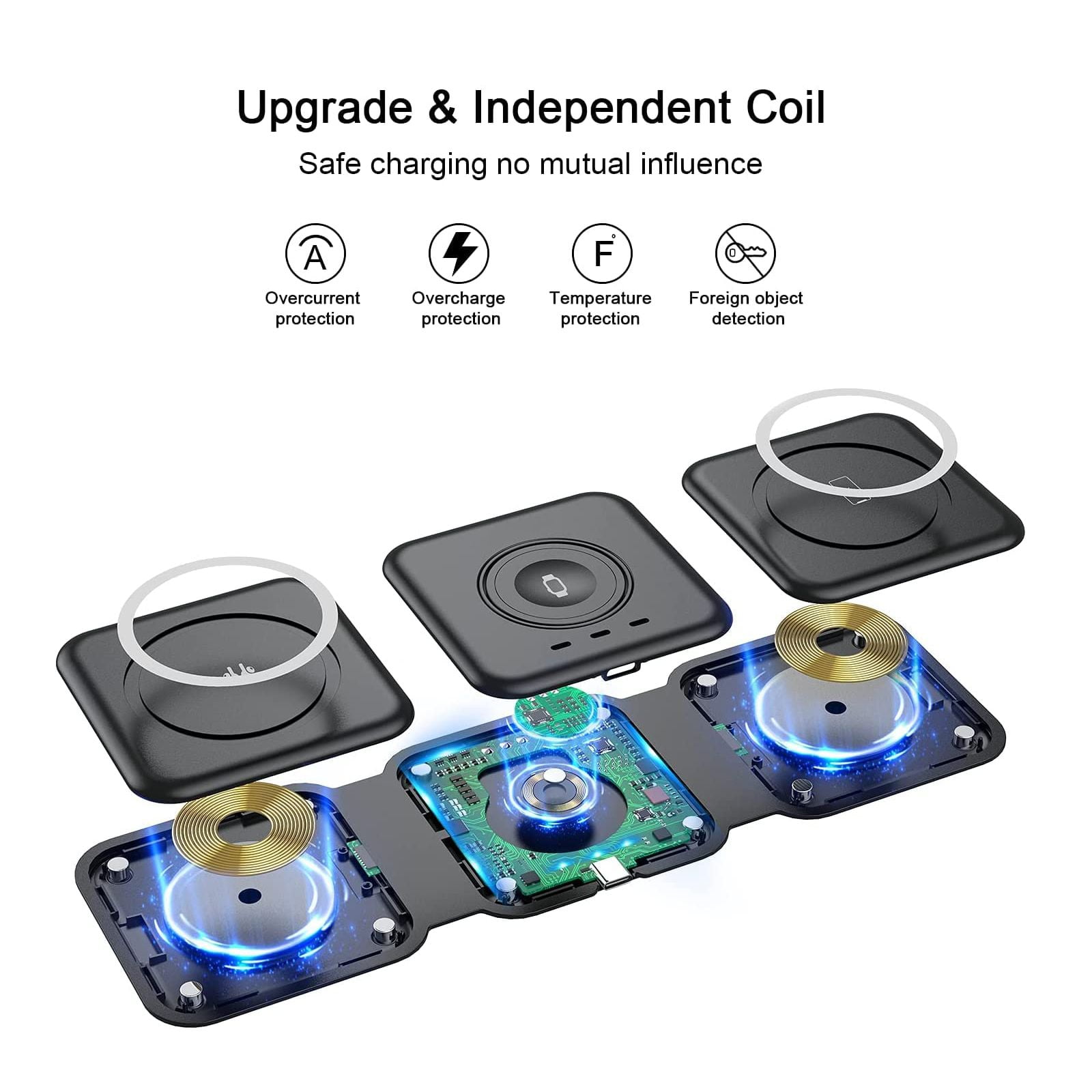 3-in-1 Wireless Charger Multifunctional Foldable Magnetic Travel Charger for Apple Watch Series1-9/SE/Ultra1`2, iPhone 17/16/15/14/13/12/11 Series & AirPods Portable On the Go