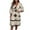001Beige, variant on SCSAlgin Plus Size Women's 3/4 Sleeve Deep V-Neck Dress Fashion Printed Pleated Midi Dresses Waist Swing Dress