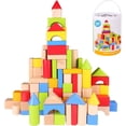 thumbnail image 1 of Pidoko Bloques de madera para niños  100 piezas  Bloques de construcción para niños pequeños  Incluye contenedor de almacenamiento con tapa clasificadora de formas  Bloques de madera dura lisa y d, 1 of 6