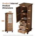 thumbnail image 4 of GDF Studio 54" Rustic Tall Narrow Storage Cabinet, Cutout Floral Door and 3 Drawers, Living Room, Kitchen, Natural, 4 of 9
