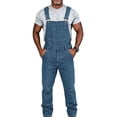 thumbnail image 3 of YABCSAZ Mens Denim Bib Overalls Classic Jean Work Pants Adjustable Straps Multi Pocket Utility Coveralls Relaxed Fit Button Front Carpenter Bib Pants for Men Work Farm Outdoor Casual Streetwear, 3 of 6