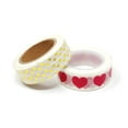 thumbnail image 2 of Wrapables Valentine Hearts 10M L x 15mm W Set of 2 Washi Masking Tape, Red and Gold Hearts, 2 of 2