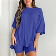 thumbnail image 2 of GILIGEGE 2 Piece Sets for Women Women's Two Piece Set 2025 Summer Casual Oversized Shirts Biker Shorts Matching Travel Outfit Summer Lounge Sets Blue S, 2 of 5