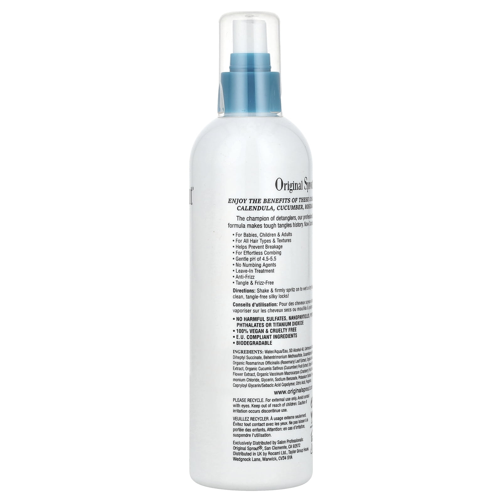 Original Sprout Classic Miracle Detangler, Leave-in treatment, Tame your pesky hair, 100% Vegan, Hypoallergenic, For all types of hair, 12oz Bottle