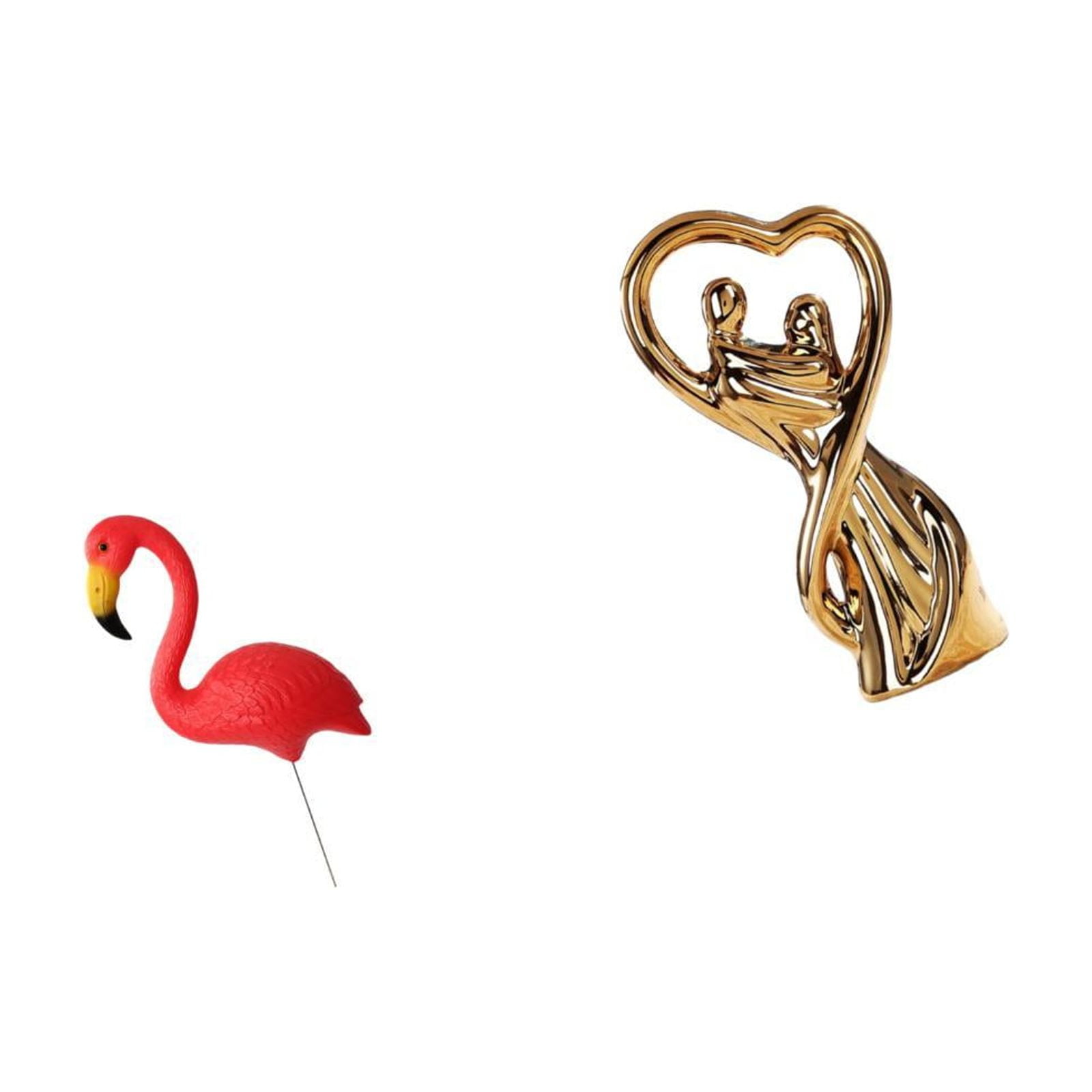 Miulika Flamingo Fairy Garden Sculpture Ornament for Spring Holiday Yard Art with Couple Statue Figurine Lovers Gift for Anniversary Family