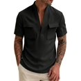thumbnail image 5 of Kezqiaxn Mens Short Sleeve Shirts Summer Casual V-Neck Business Work Tops with Pockets Mens Shirt Plus Size Fashion, 5 of 6