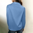 thumbnail image 3 of Satingcolo Womens Dress Shirts Long Sleeve Button Down Shirt Wrinkle-Free Business Casual Blouse Office Work Tops Blue 2XL, 3 of 4