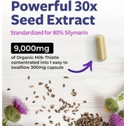 Pure Co Organic Milk Thistle Liver Support Supplement with 80% Silymarin, 60 Capsules