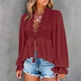 thumbnail image 5 of JUSLIO Womens Tops Casual Solid Blouses Fashion Long Sleeve V Neck Blouses Wine XL, 5 of 9