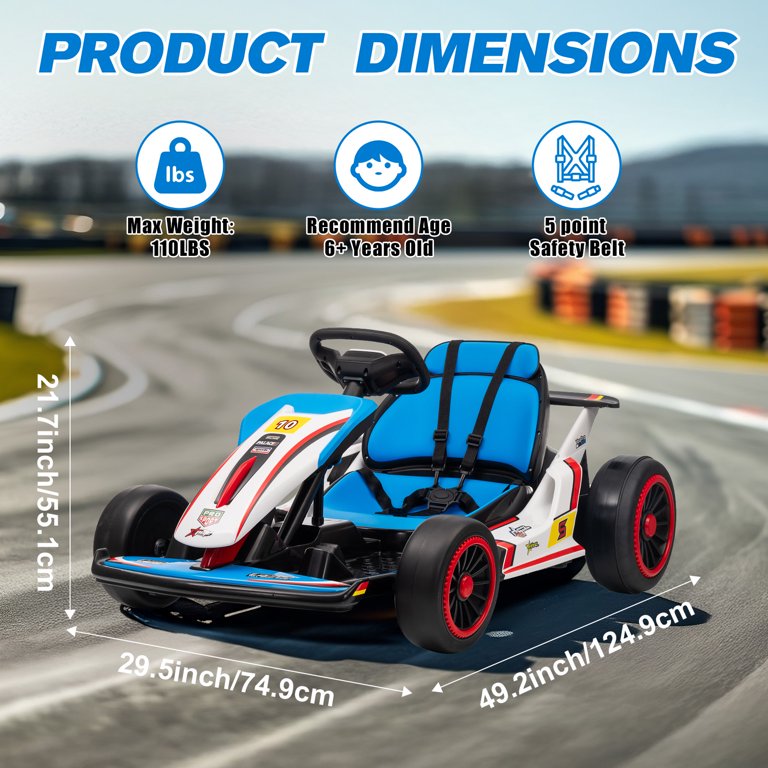 Mukidy 24V Go Kart Ride on Toys Electric Go Kart for Boys Girls