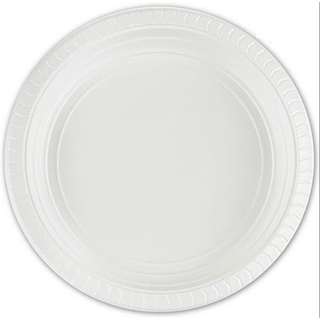 

7 inch Round Plastic Plates Microwaveable Disposable White Dinnerware 200 Count