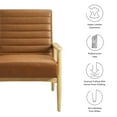 thumbnail image 3 of Accent Chair, Natural Brown, Faux Leather, Wood, Living Room Lounge Cafe Lobby Hospitality Restaurant, Modern Contemporary, HB37047, 3 of 9
