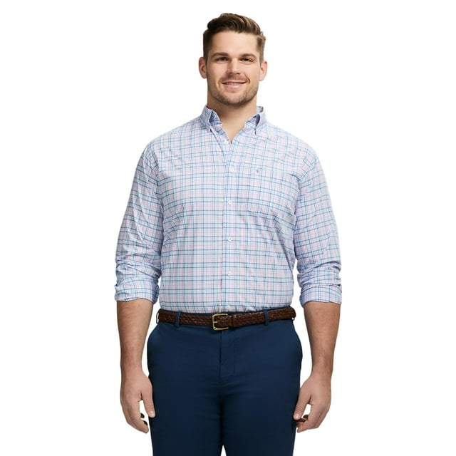 Camisa IZOD Performance Comfort Plaid para hombre, talla grande y alta